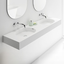 Arki 1500mm Matte White Wall Hung Double Basin with Overflow